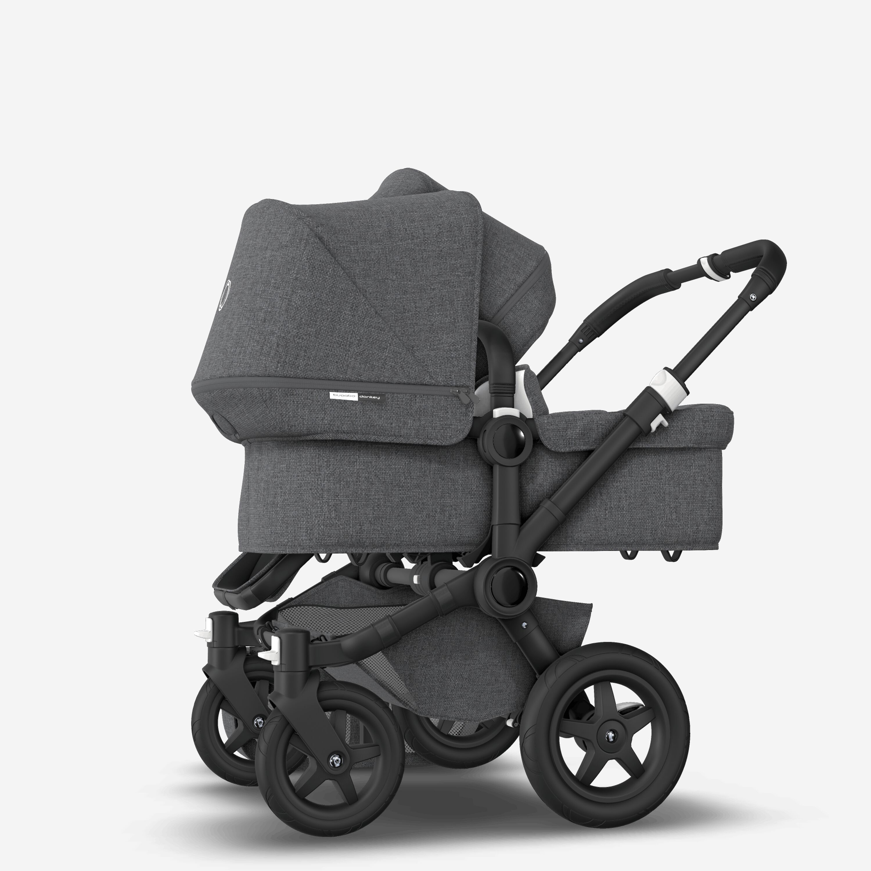UK Bugaboo Donkey 2 Duo Classic Grey Melange, Black Chassis - Main Modal Image Slide 2 of 6