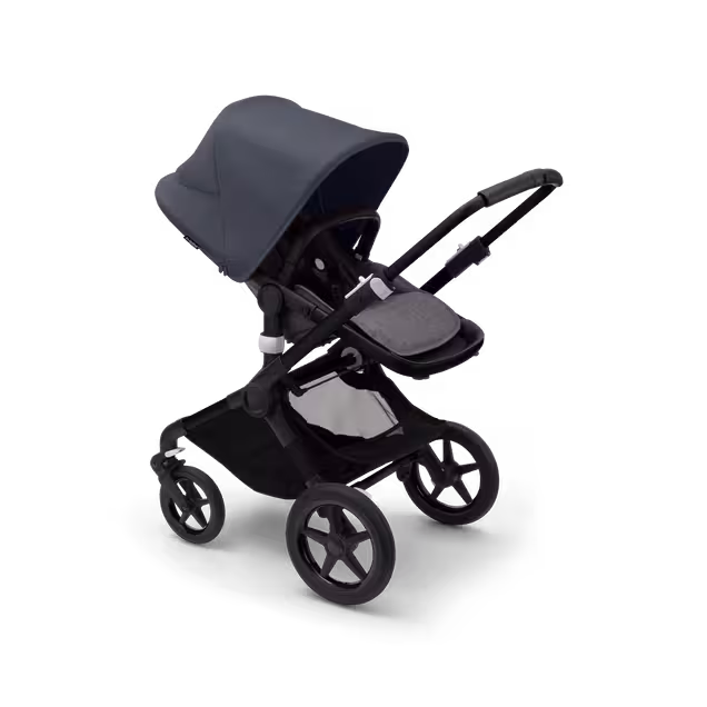 Bugaboo Fox 3 bassinet and seat stroller black base, grey melange fabrics, stormy blue sun canopy - Main Image Slide 6 of 7