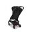 View from the back of a Bugaboo Butterfly 2 ultra-compact travel pram with black chassis, Heritage Black fabrics, and Heritage Black sun canopy. - Thumbnail Slide 3 of 9