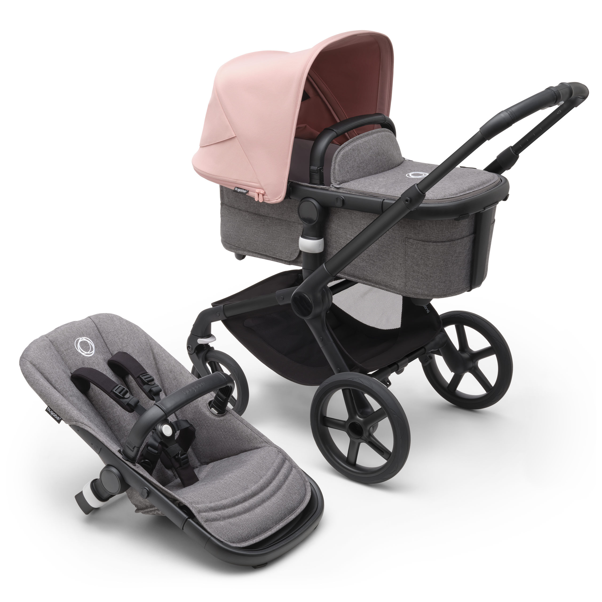 Bugaboo Fox 5 2-in-1 stroller morning pink sun canopy, Grey