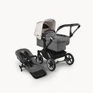 Bugaboo Donkey 5 Mono 2-in-1 stroller graphite base, grey mélange fabrics, misty white sun canopy
