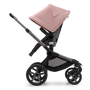 Side view of the Bugaboo Fox 5 seat stroller with graphite chassis, grey melange fabrics and morning pink sun canopy. - Thumbnail Slide 4 of 15