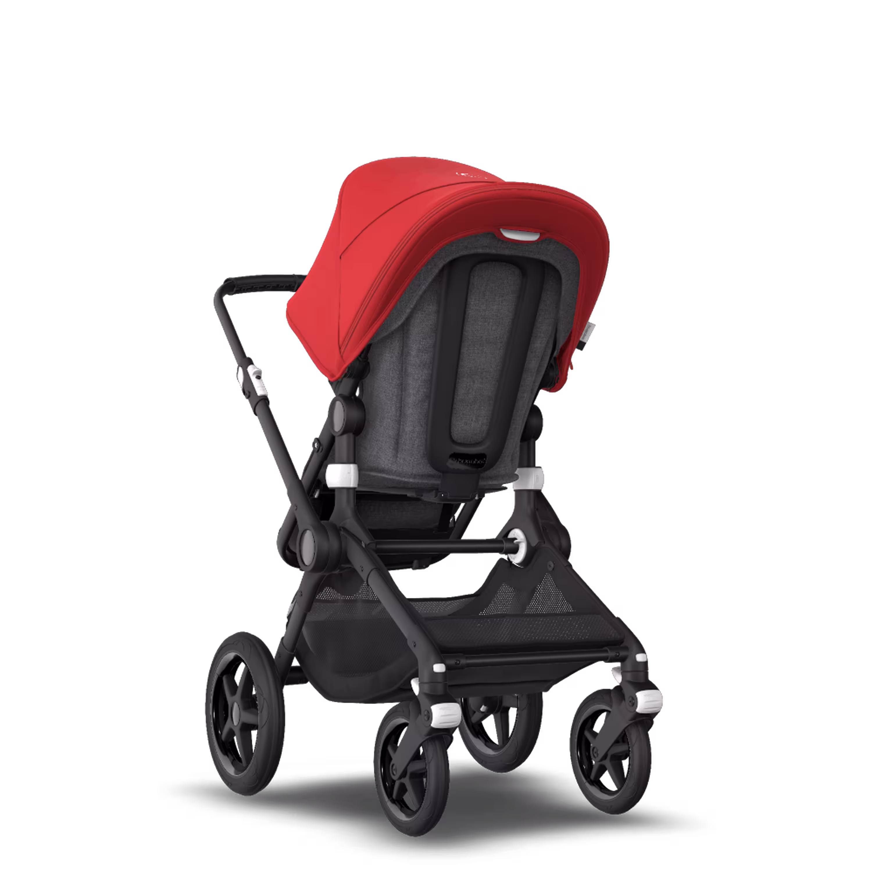 Bugaboo Fox 2 seat and bassinet stroller red sun canopy, grey melange fabrics, black base - Main Modal Image Slide 5 of 10