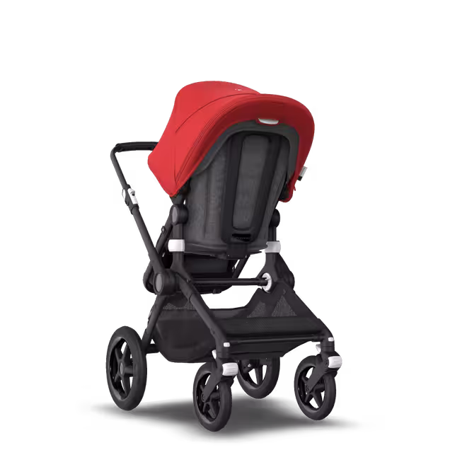 Bugaboo Fox 2 seat and bassinet stroller red sun canopy, grey melange fabrics, black base - Main Image Slide 5 of 10
