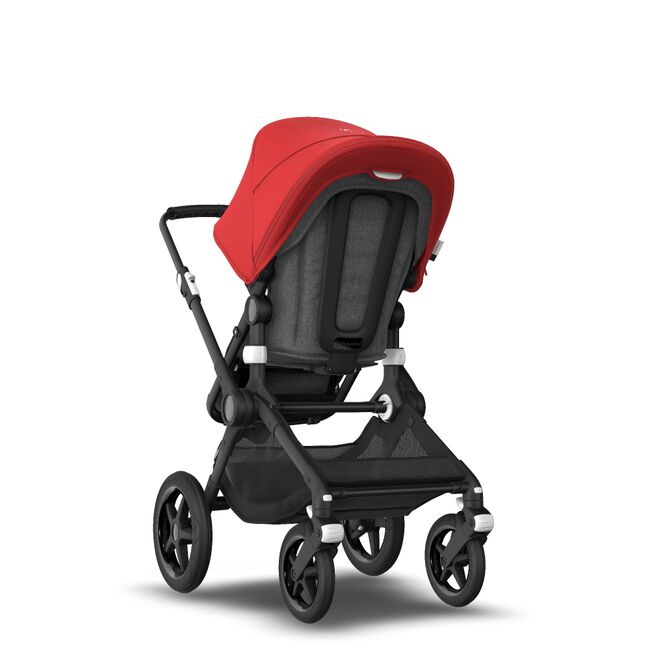 Bugaboo Fox 2 seat and bassinet stroller red sun canopy, grey melange fabrics, black base - Main Image Slide 5 of 10