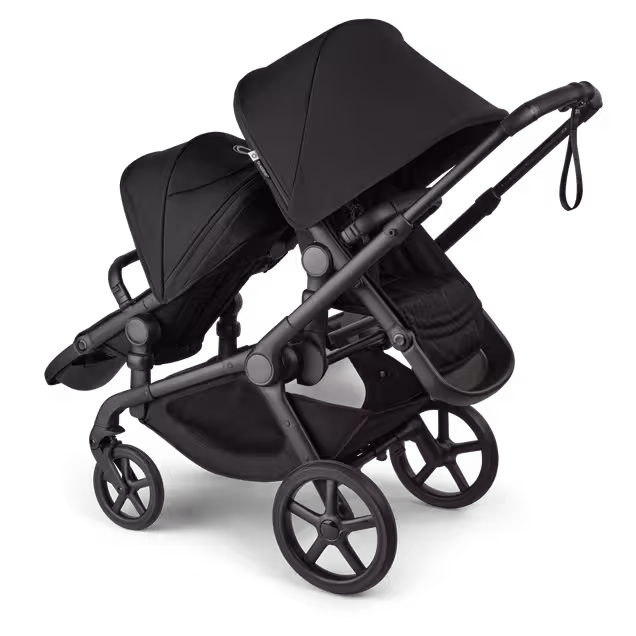 Bugaboo Kangaroo 2-in-1 tandem stroller with one seat facing the parent and one seat facing the world, with Midnight Black fabrics and Midnight Black sun canopies. - Main Image Slide 5 of 18