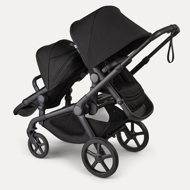 Bugaboo Kangaroo 2-in-1 tandem stroller with one seat facing the parent and one seat facing the world, with Midnight Black fabrics and Midnight Black sun canopies. - Main Image Slide 5 of 18
