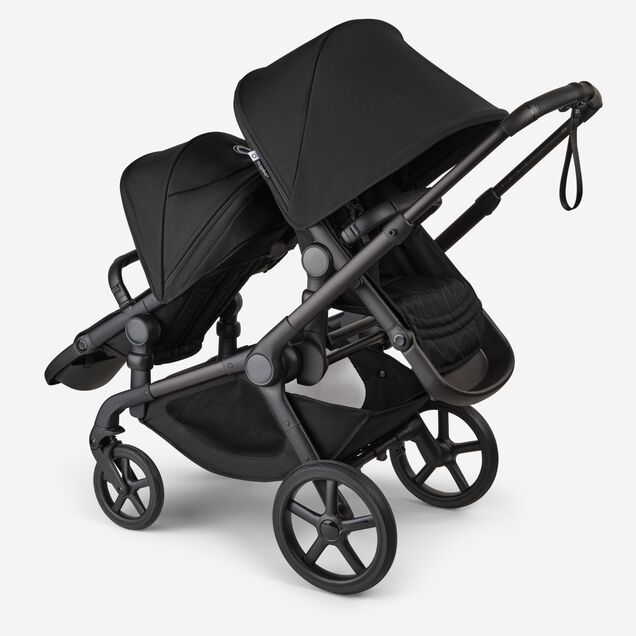 Bugaboo Kangaroo 2-in-1 tandem stroller with one seat facing the parent and one seat facing the world, with Midnight Black fabrics and Midnight Black sun canopies. - Main Image Slide 5 of 18