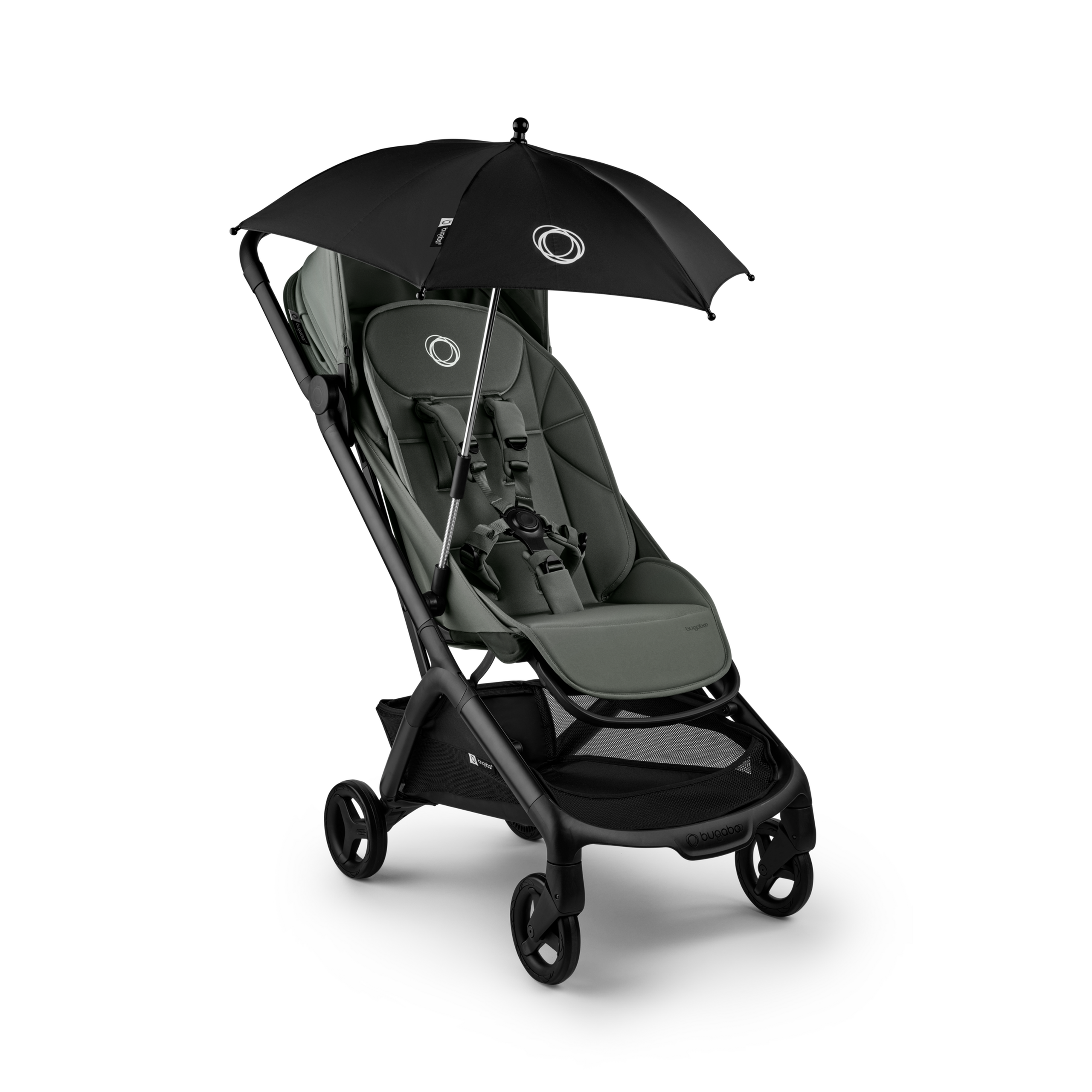 The Bugaboo Butterfly 2 travel pram with a Bugaboo parasol attached. - Thumbnail Slide 9 of 9