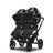 Bugaboo Donkey 5 twin stroller black base, midnight black fabrics, animal explorer green/light blue sun canopy - Thumbnail Slide 2 of 12