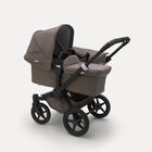 Bugaboo Donkey 3 Mono seat and carrycot pushchair mineral taupe melange sun canopy, mineral taupe melange fabrics, black base