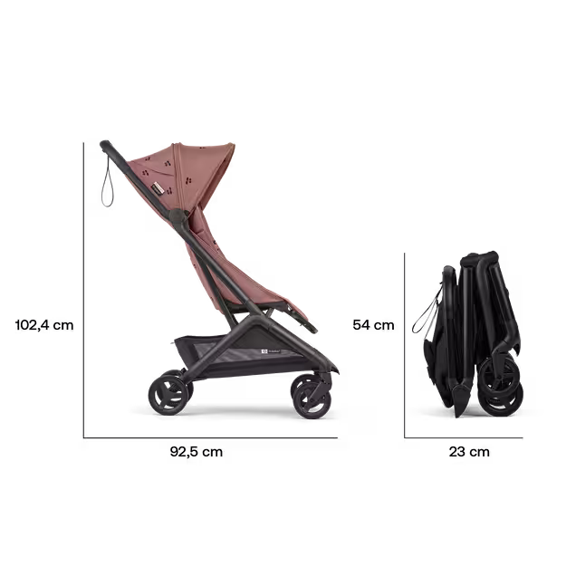 Bugaboo x Konges SlØjd limited edition Butterfly 2 travel stroller black base, dusty pink fabrics, dusty pink sun canopy - Main Image Slide 7 of 8