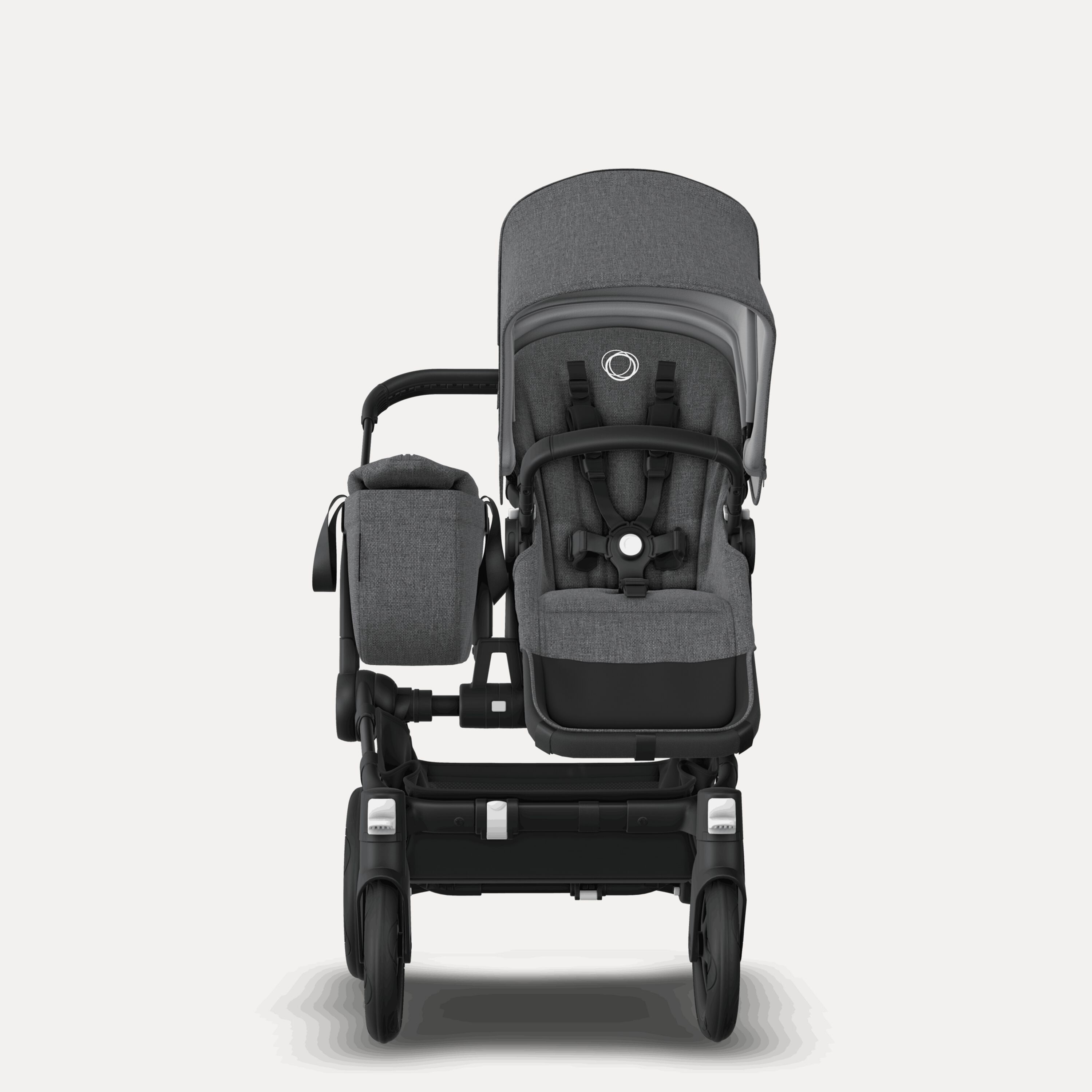 PP Bugaboo Donkey 5 Mono bassinet and seat stroller black base, grey mélange fabrics, grey mélange sun canopy - Main Modal Image Slide 2 of 3