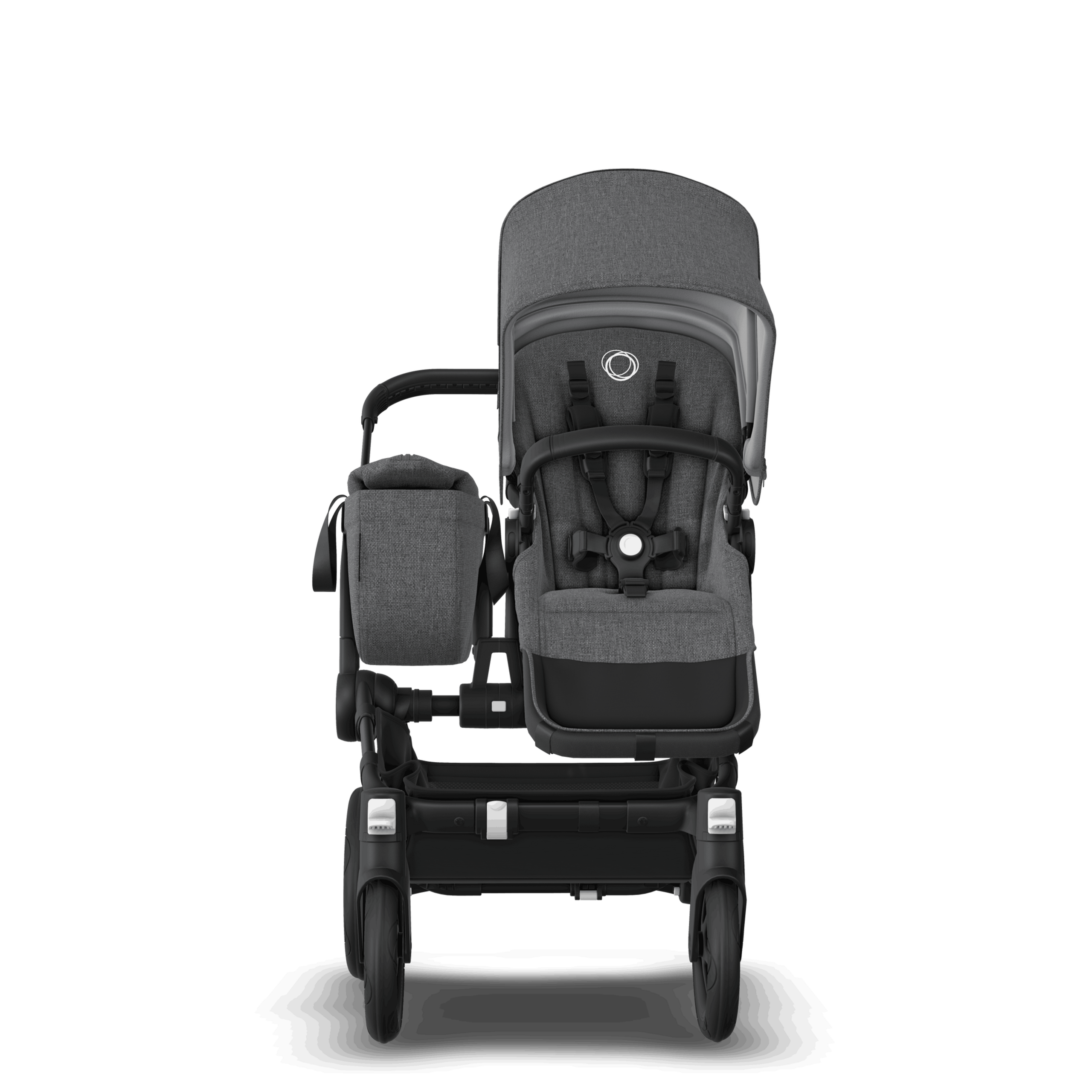PP Bugaboo Donkey 5 Mono bassinet and seat stroller black base, grey mélange fabrics, grey mélange sun canopy - Thumbnail Slide 2 of 3