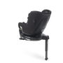 Back view of Bugaboo Owl by Nuna car seat in black fabrics on the 360 ISOFIX Base, with stability leg extended.
