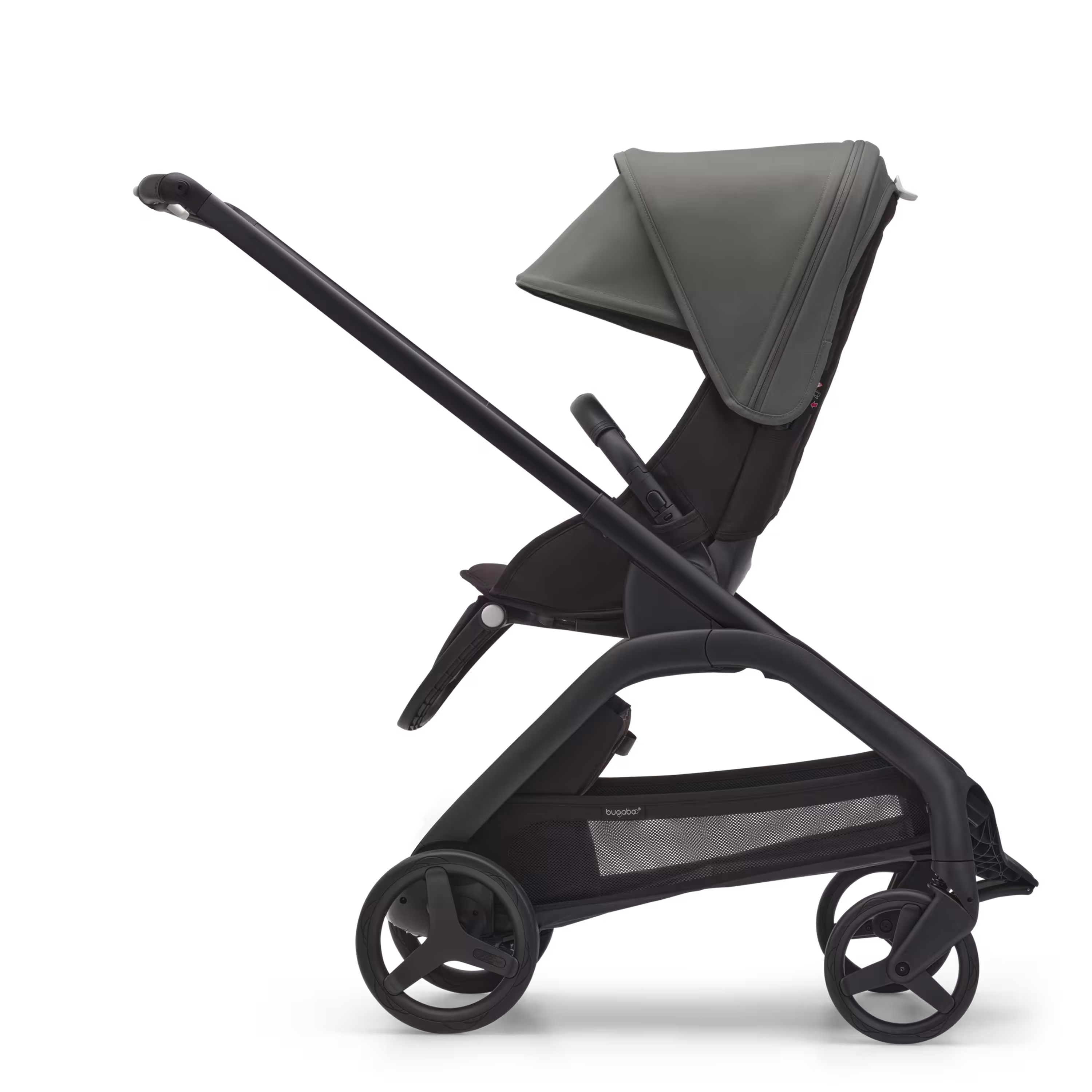 Bugaboo Dragonfly 2-in-1 stroller black base, midnight black fabrics, forest green sun canopy - Main Modal Image Slide 2 of 16