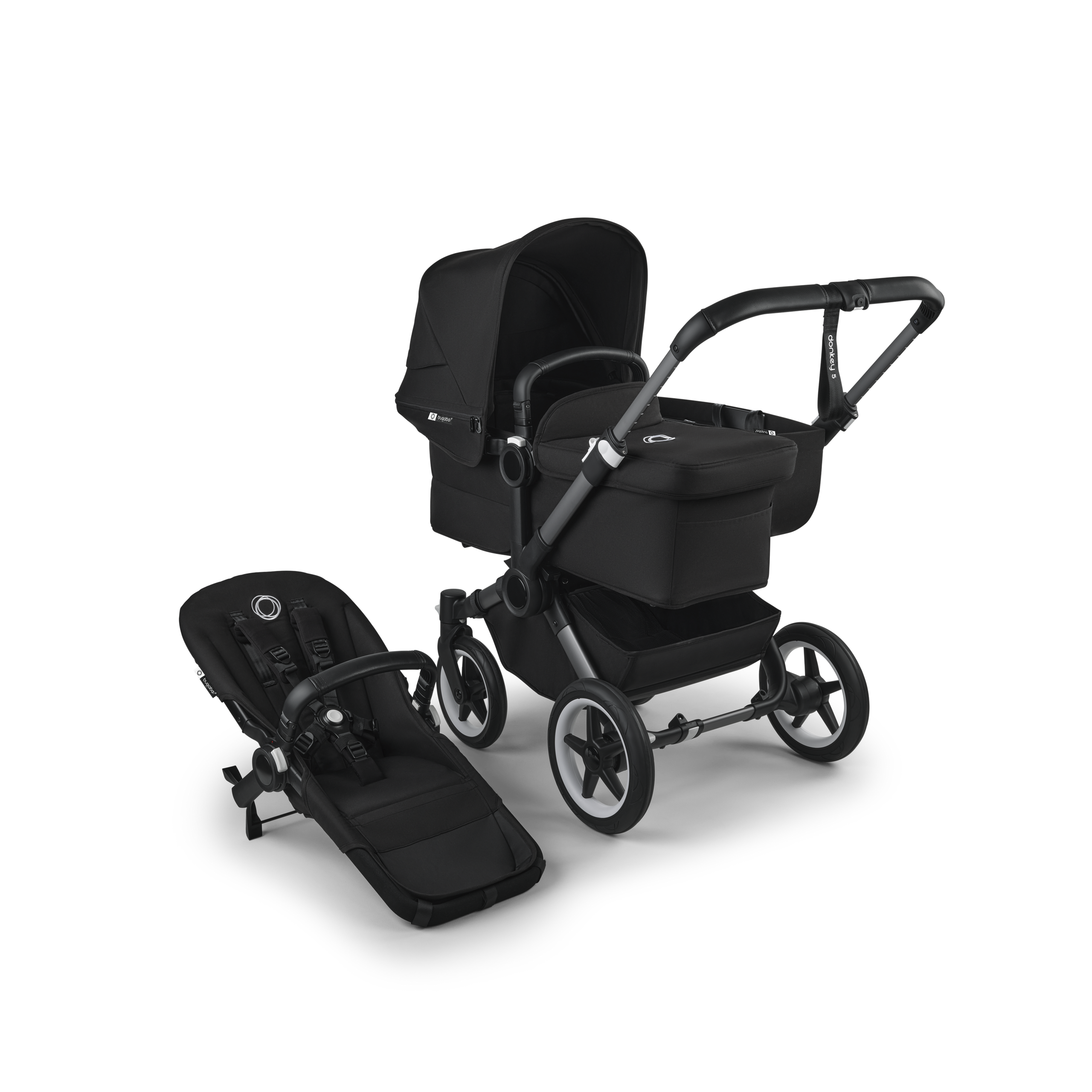 Refurbished Bugaboo Donkey 5 Mono complete GRAPHITE/MIDNIGHT BLACK-MIDNIGHT BLACK - Thumbnail Slide 1 van 9