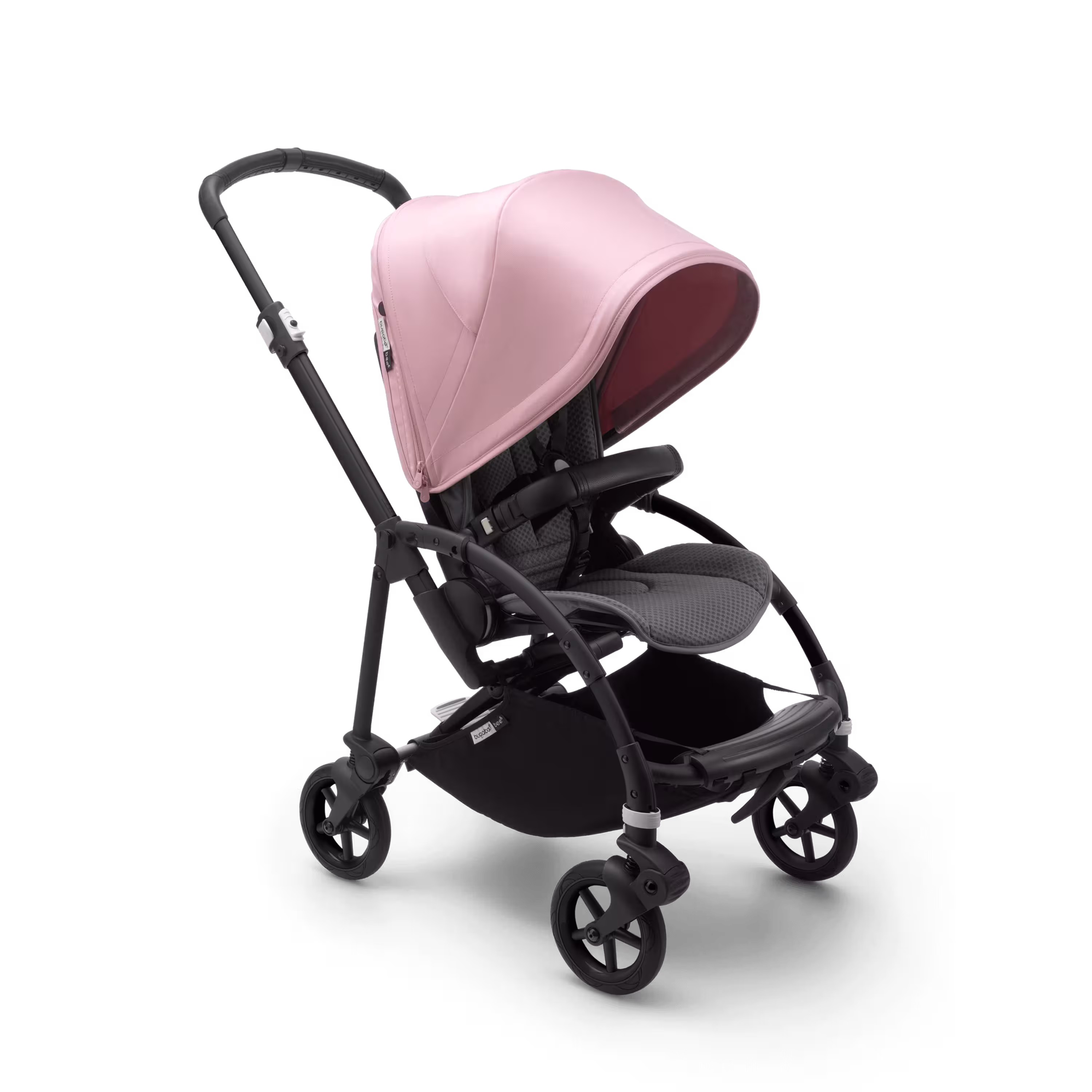 Bugaboo Bee 6 bassinet and seat stroller soft pink sun canopy, grey mélange fabrics, black base - Main Modal Image Slide 1 of 3