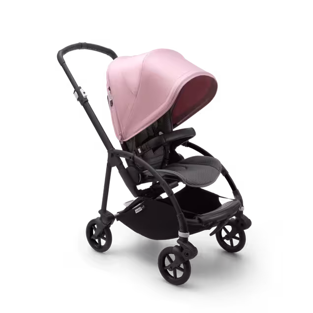 Bugaboo Bee 6 bassinet and seat stroller soft pink sun canopy, grey mélange fabrics, black base - Main Image Slide 1 of 3