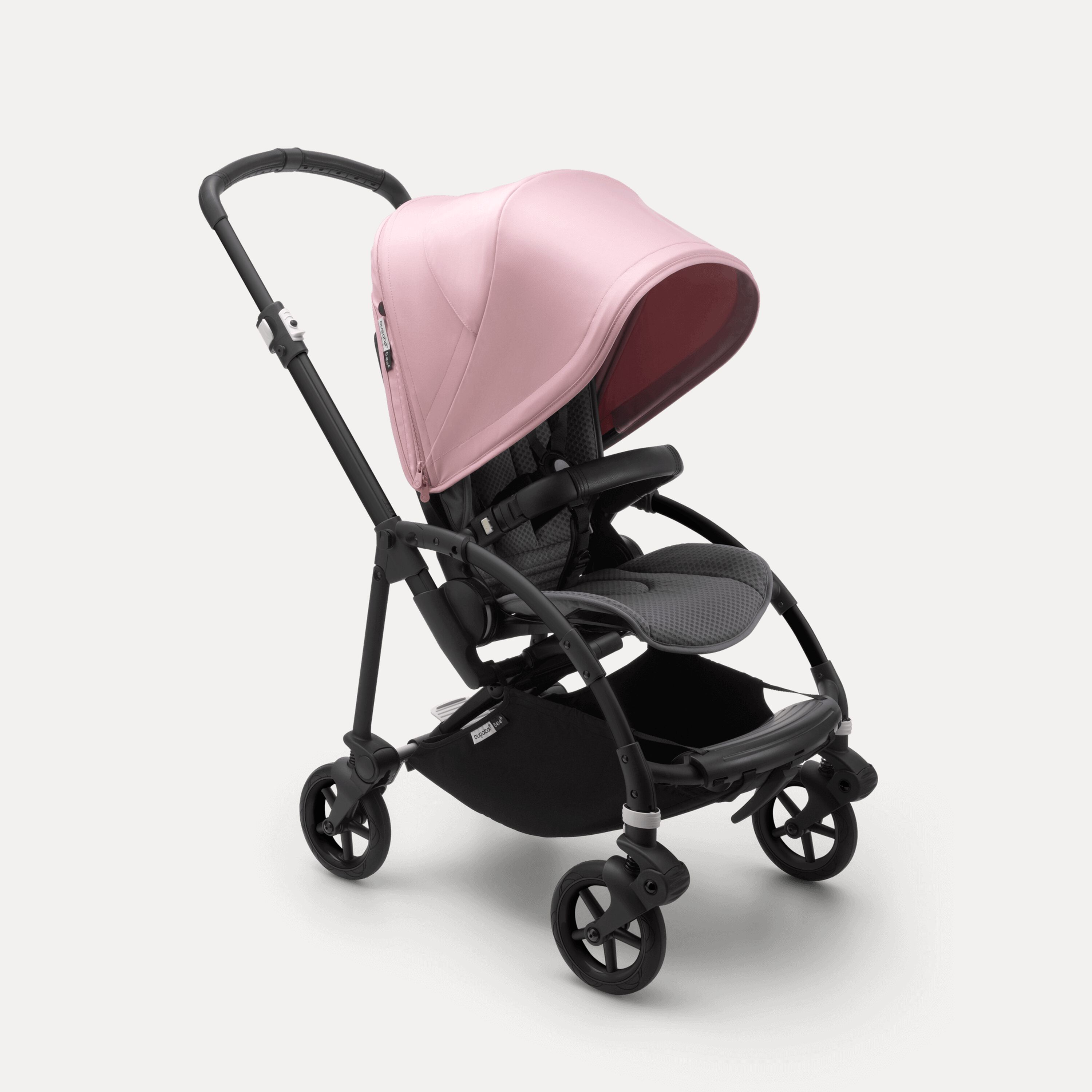 Bugaboo Bee 6 bassinet and seat stroller soft pink sun canopy, grey mélange fabrics, black base - Main Modal Image Slide 1 of 3