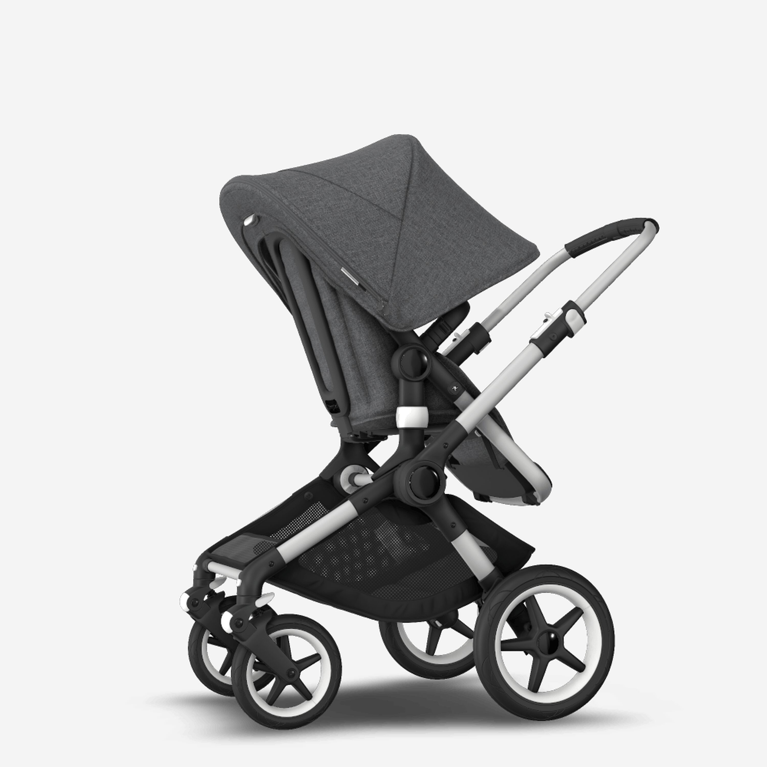 Bugaboo Fox 2 seat and carrycot pushchair grey melange sun canopy, grey melange fabrics, aluminium chassis - Main Modal Image Slide 6 of 10