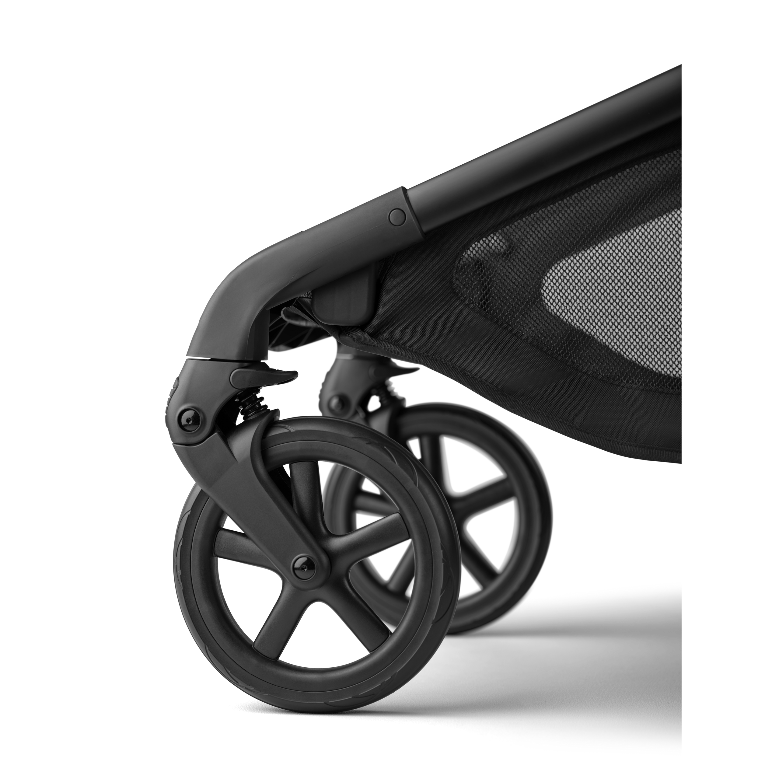 Bugaboo Kangaroo seat-only stroller black base, midnight black fabrics, misty white sun canopy - Thumbnail Slide 9 of 11
