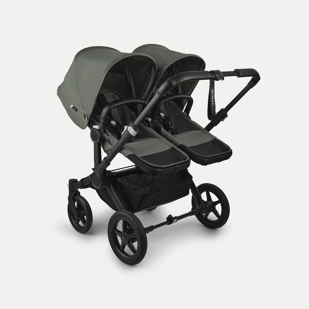 Bugaboo Donkey 5 twin stroller black base, forest green fabrics, forest green sun canopy - Main Image Slide 3 of 12