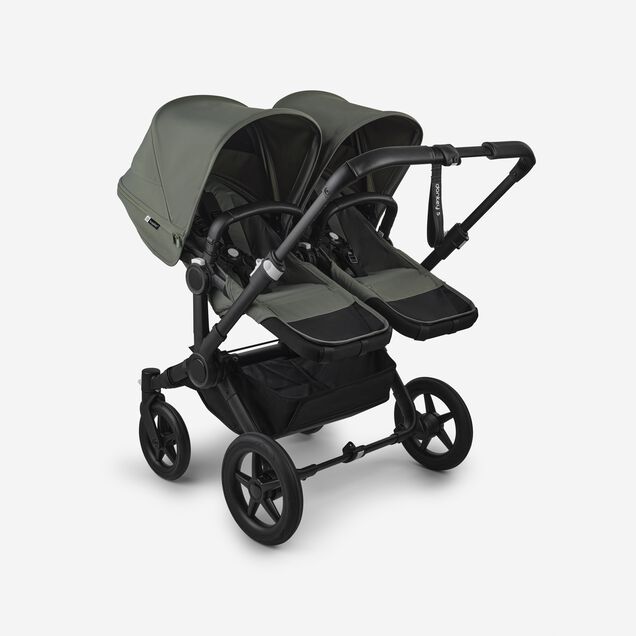 Bugaboo Donkey 5 twin stroller black base, forest green fabrics, forest green sun canopy - Main Image Slide 3 of 12
