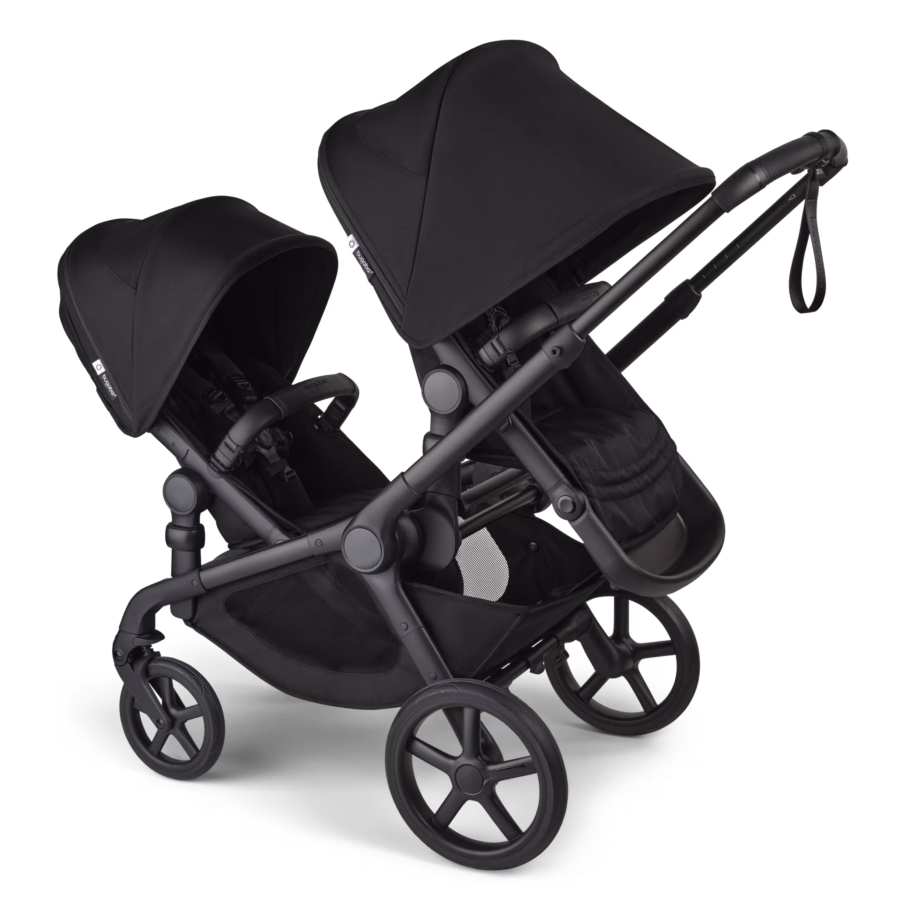 Bugaboo Kangaroo tandem stroller black base, forest green fabrics, forest green sun canopy test - Main Modal Image Slide 10 of 18