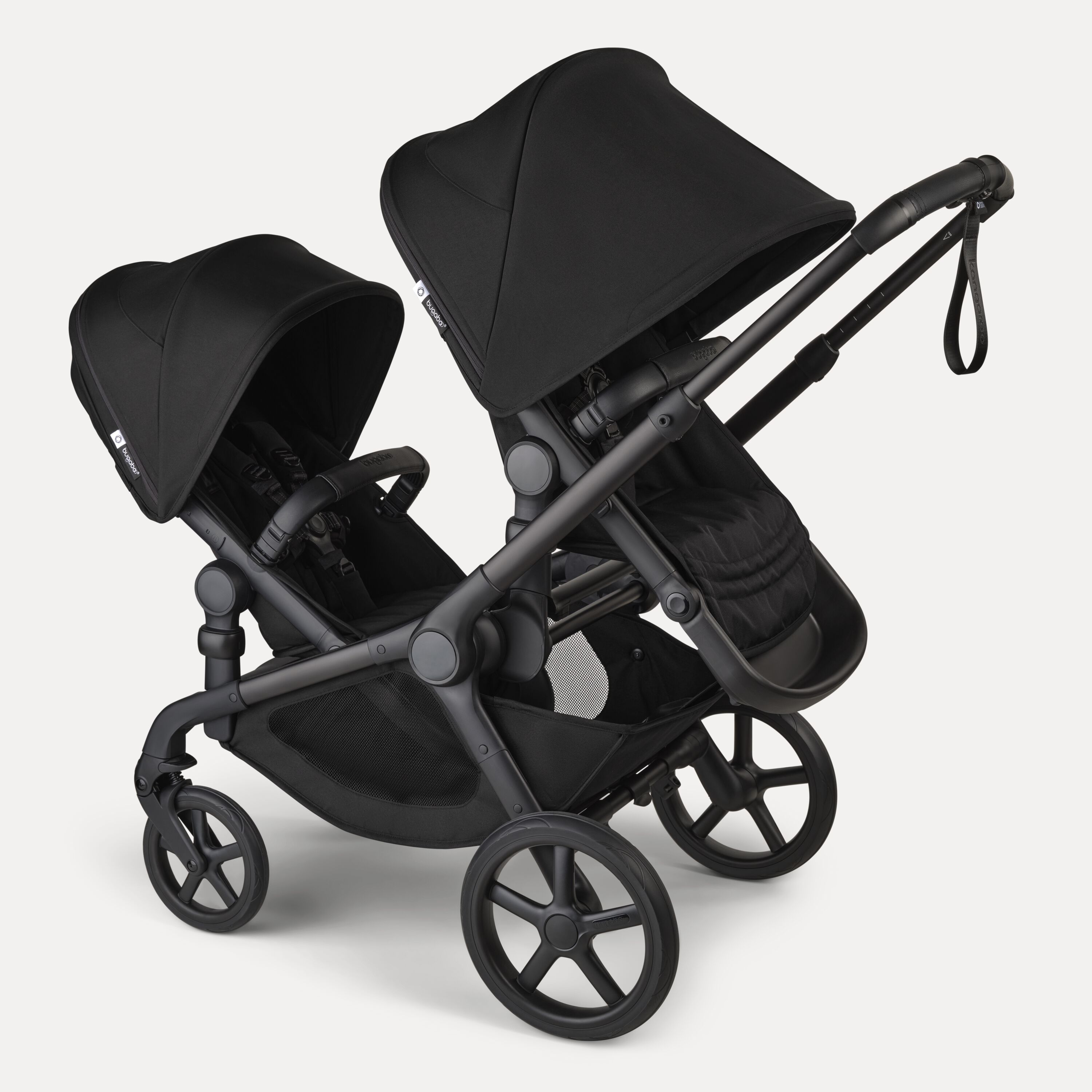 Bugaboo Kangaroo tandem stroller black base, forest green fabrics, forest green sun canopy test - Main Modal Image Slide 10 of 18