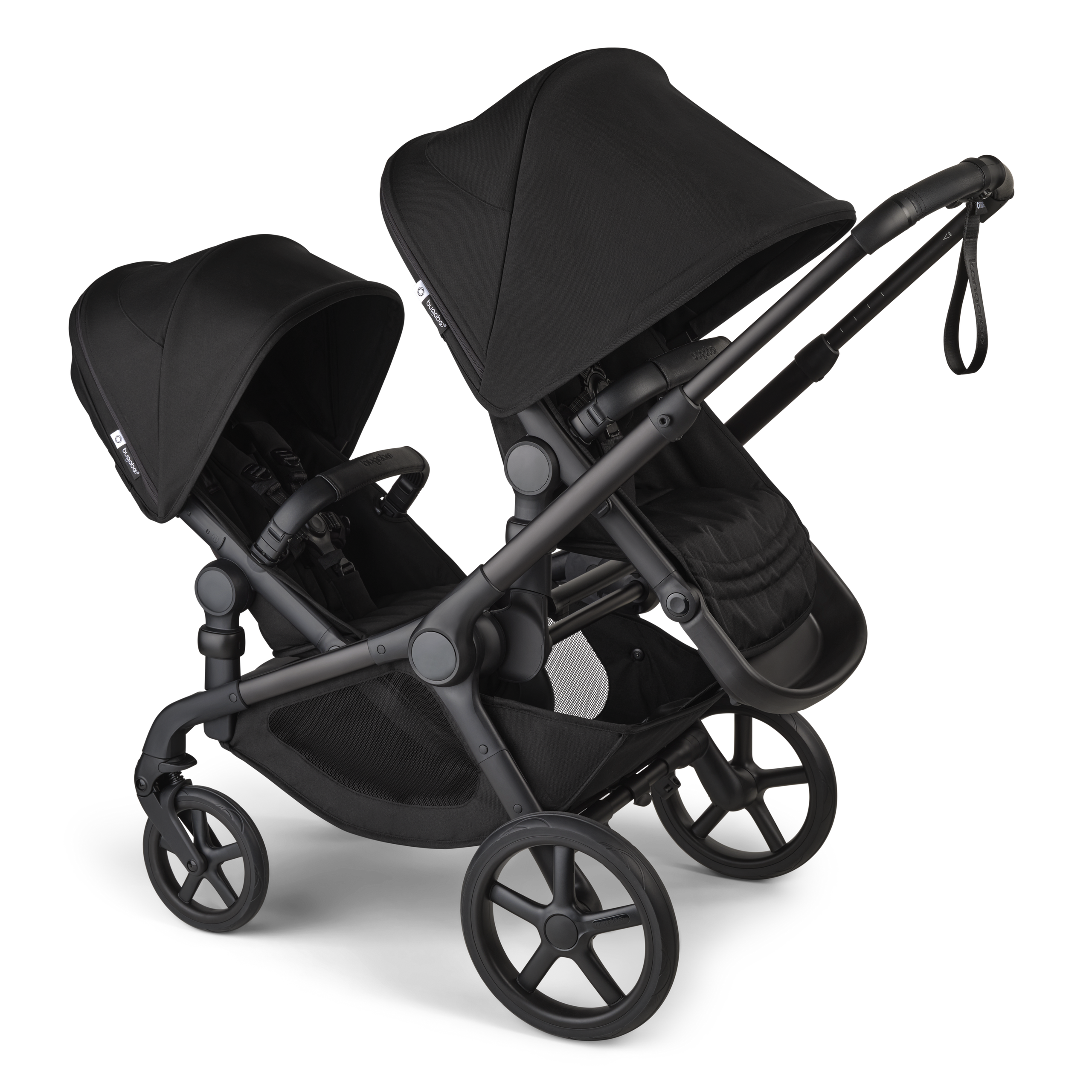 Bugaboo Kangaroo tandem stroller black base, forest green fabrics, forest green sun canopy test - Thumbnail Slide 8 of 15