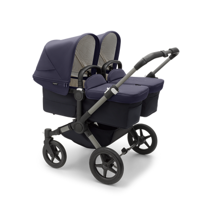 Bugaboo Donkey 5 Twin bassinet and seat stroller graphite base, classic collection dark navy fabrics, classic collection dark navy sun canopy - view 1