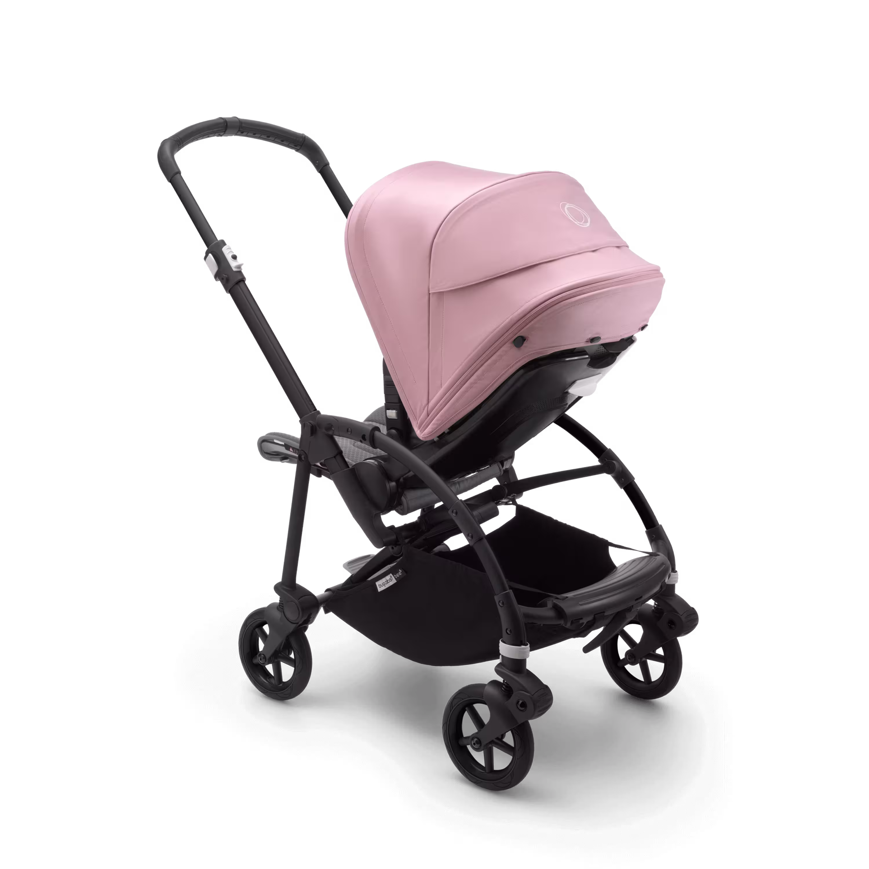 Bugaboo Bee 6 bassinet and seat stroller soft pink sun canopy, grey mélange fabrics, black base - Main Modal Image Slide 3 of 3