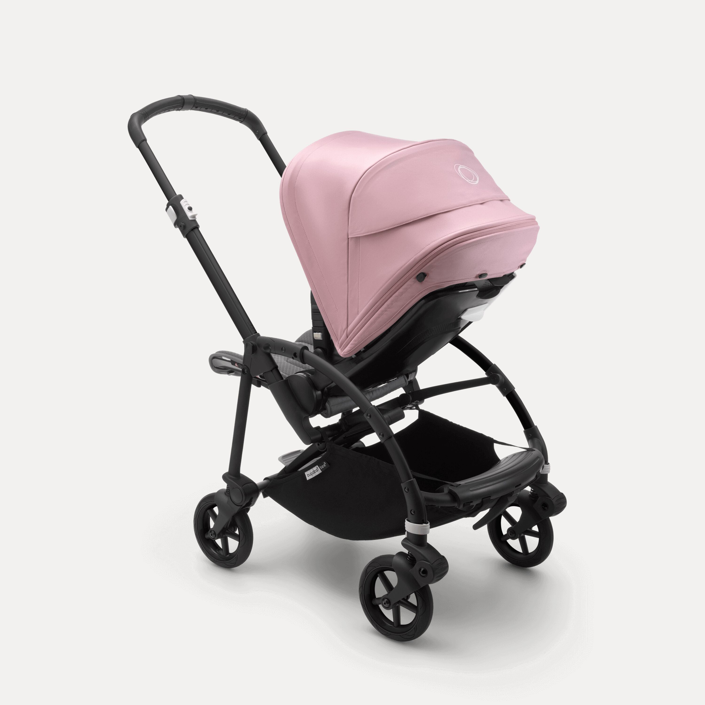 Bugaboo Bee 6 bassinet and seat stroller soft pink sun canopy, grey mélange fabrics, black base - Main Modal Image Slide 3 of 3