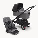 Bugaboo Dragonfly 2-in-1 pram black base, grey fabrics, black sun canopy & grey bassinet
