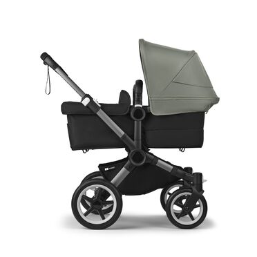 Bugaboo Donkey 5 twin stroller graphite base, midnight black fabrics, forest green sun canopy - view 2