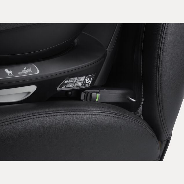 Close up of the ISOFIX connector between the Bugaboo 360 Base by Nuna and car. The indicator is green to signal correct installation. - Main Image Slide 6 of 8