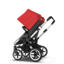 Bugaboo Donkey 3 Twin red canopy, grey melange seat, aluminum chassis - Thumbnail Slide 5 of 6