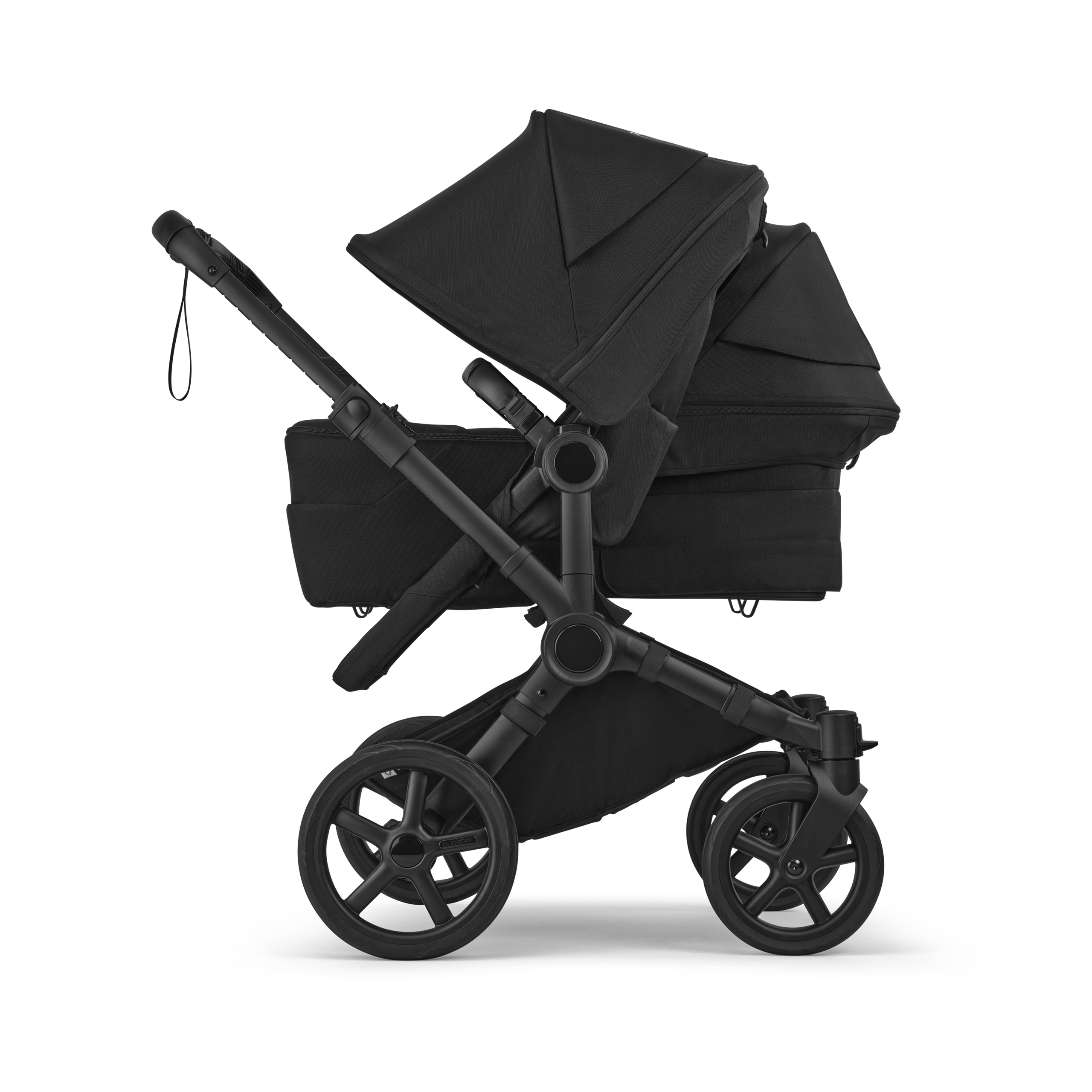 Bugaboo Donkey 6 double stroller black base, heritage black fabrics, heritage black sun canopy - Thumbnail Slide 3 of 10
