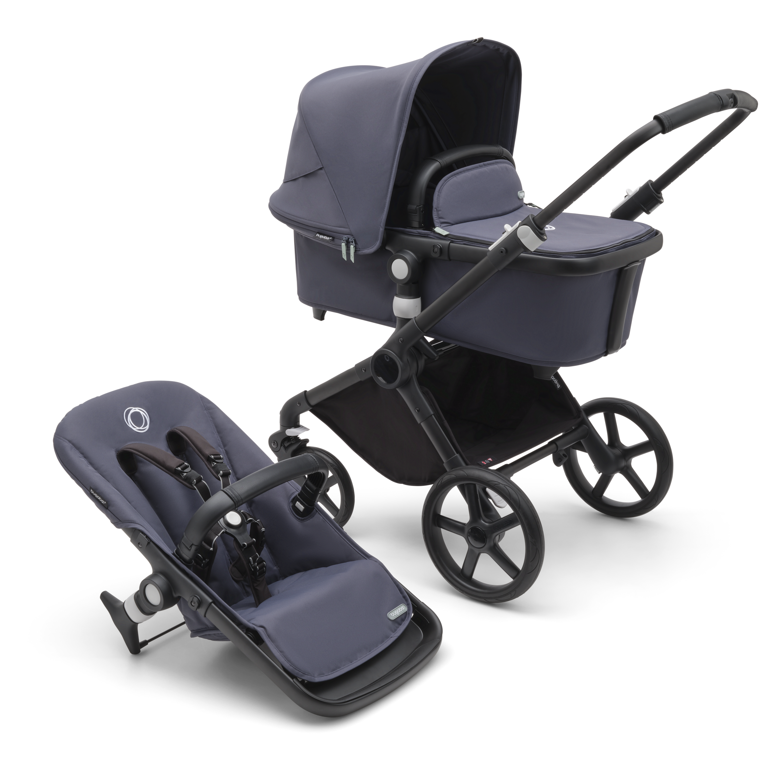 Refurbished Bugaboo Fox Cub complete BLACK/STORMY BLUE-STORMY BLUE - Thumbnail Slide 1 van 11