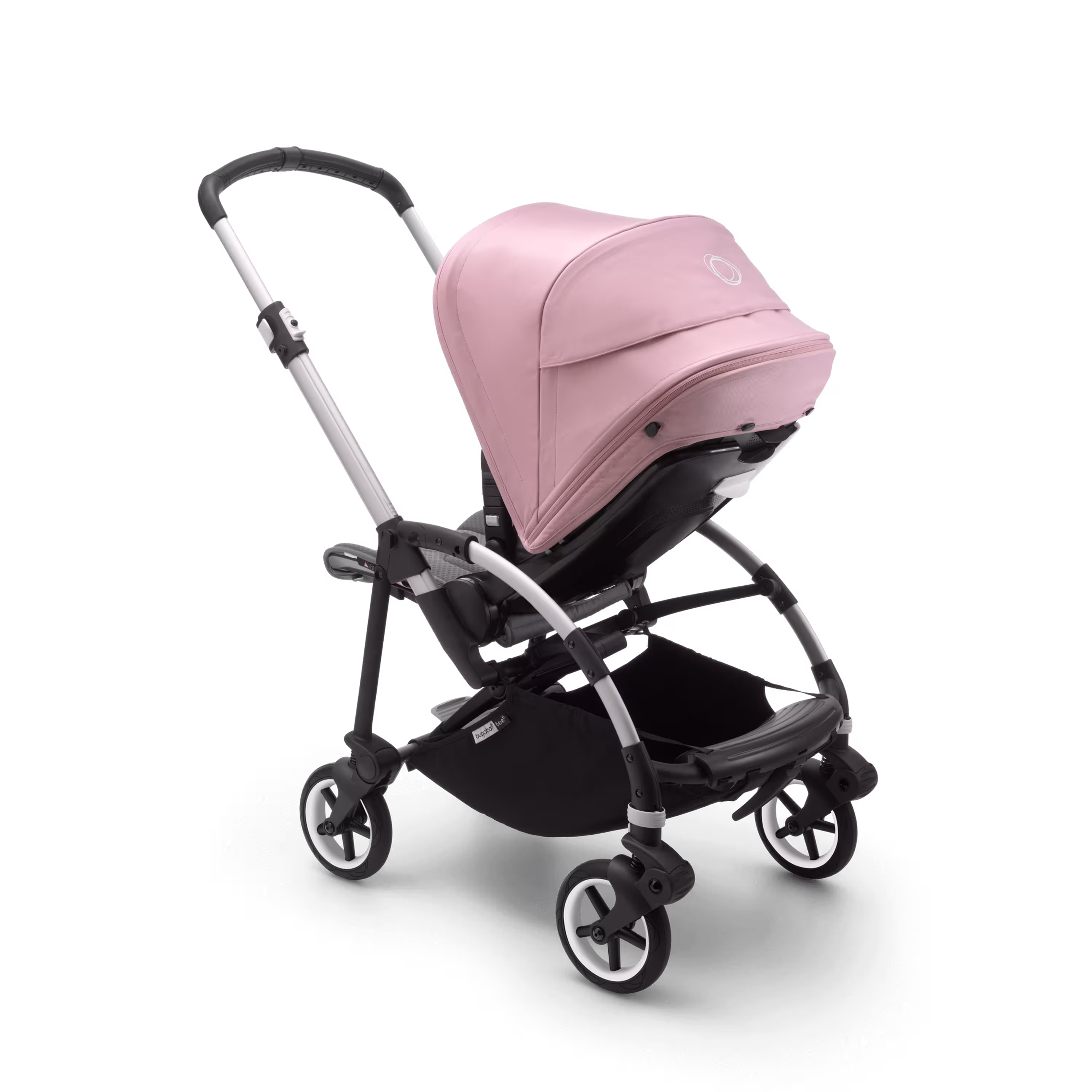 Bugaboo Bee 6 seat stroller soft pink sun canopy, grey mélange fabrics, aluminium base - Main Modal Image Slide 2 of 2