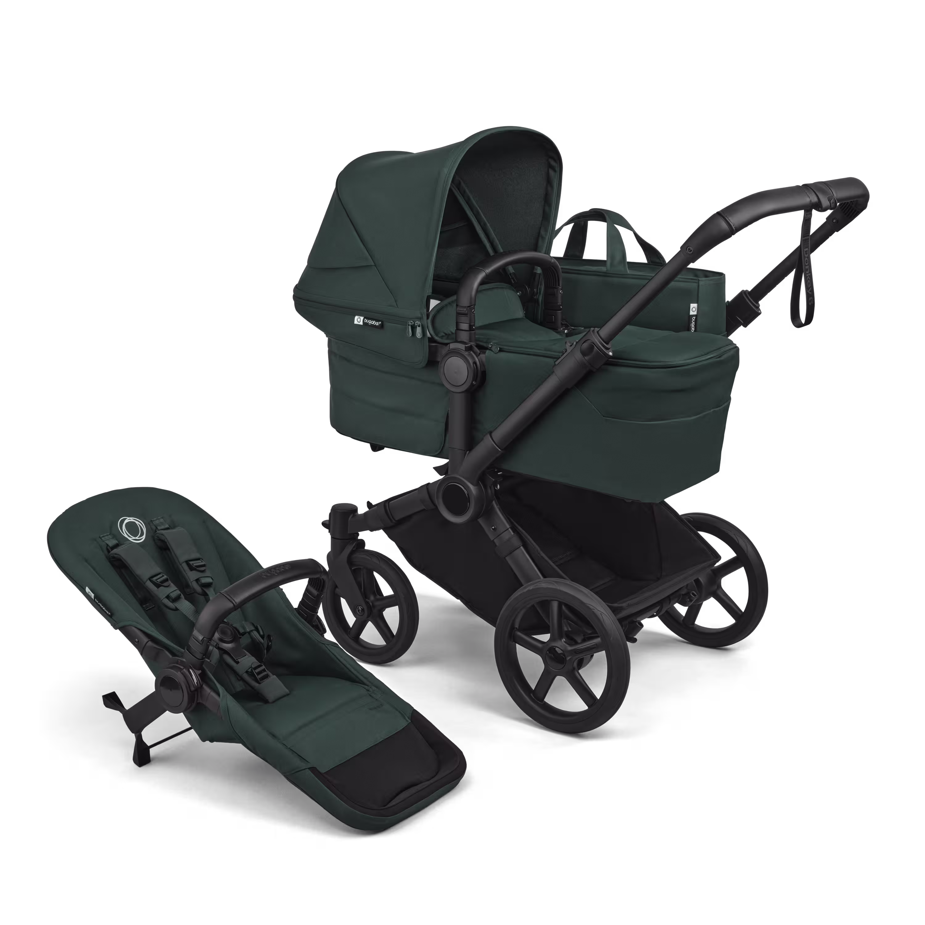Bugaboo Donkey 6 2-in-1  pram black base, fern green fabrics, fern green sun canopy - Main Modal Image Slide 1 of 10