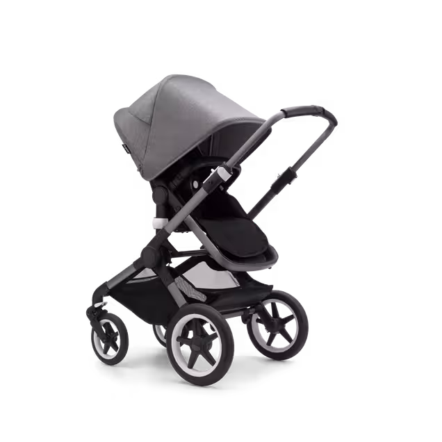 Bugaboo Fox 3 bassinet and seat stroller graphite base, midnight black fabrics, grey melange sun canopy - Main Image Slide 7 of 7
