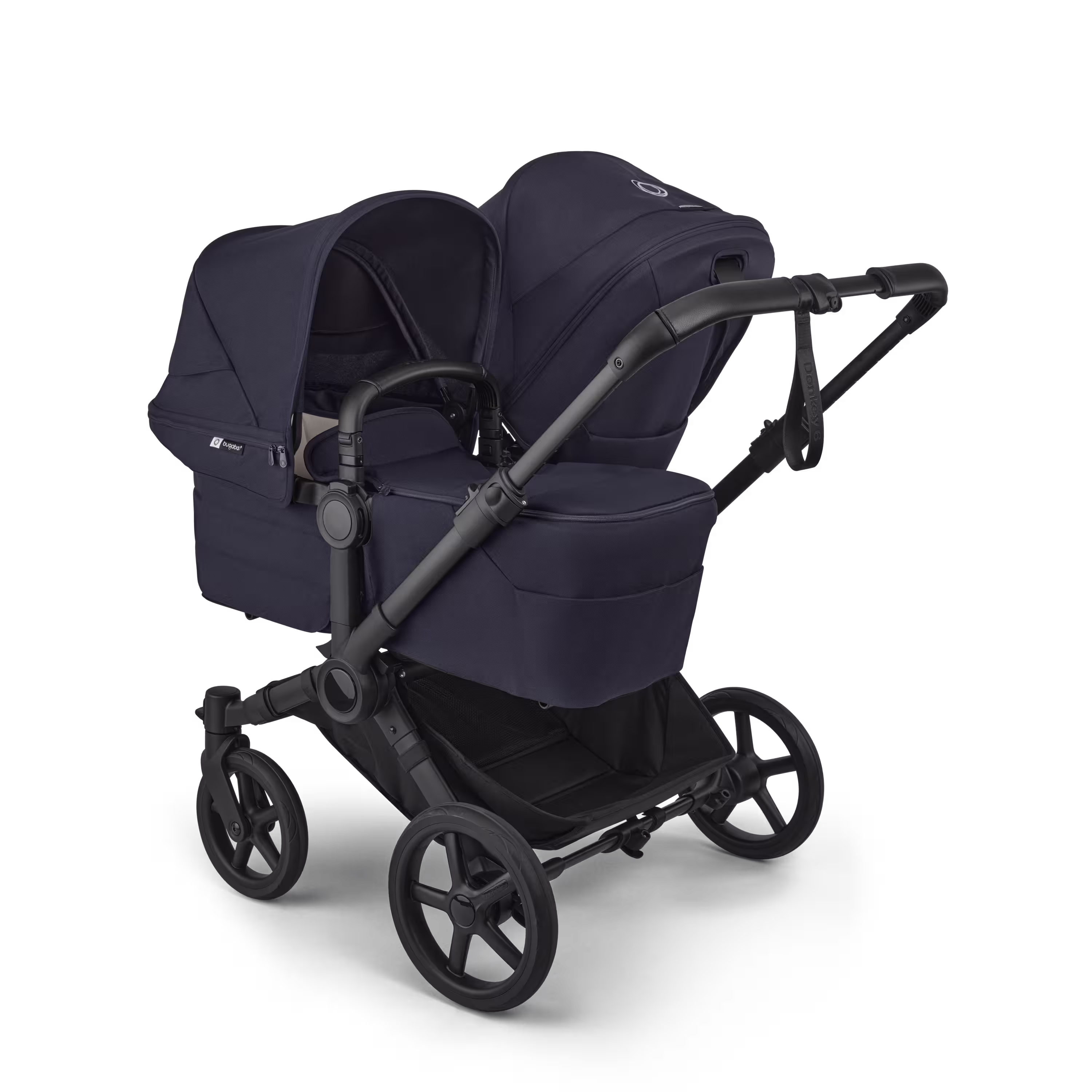 Bugaboo Donkey 6 double pram black base, deep indigo fabrics, deep indigo sun canopy  - Main Modal Image Slide 2 of 10