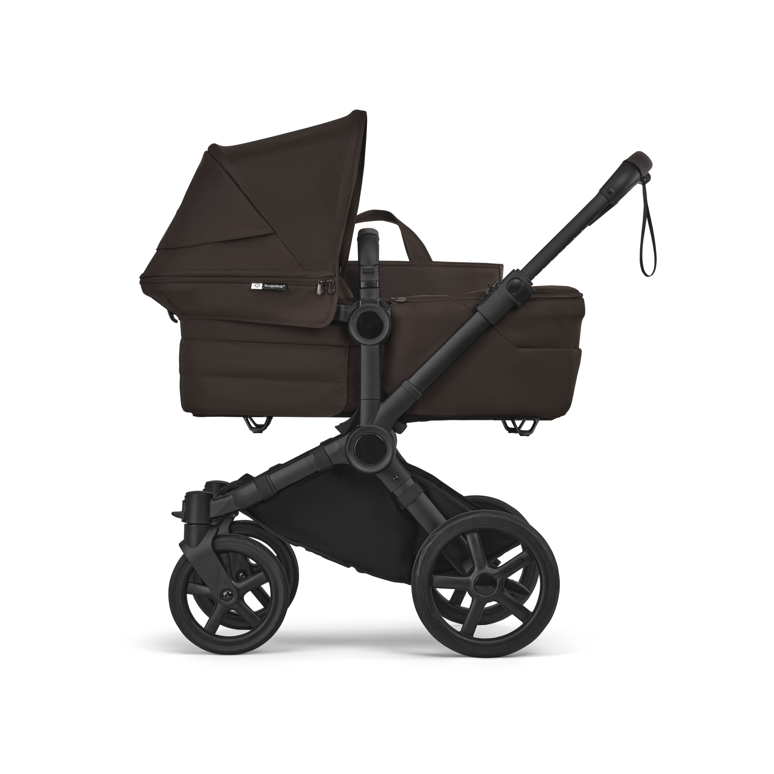 Bugaboo Donkey 6 2-in-1  stroller black base, cocoa brown fabrics, cocoa brown sun canopy - Thumbnail Slide 2 of 10