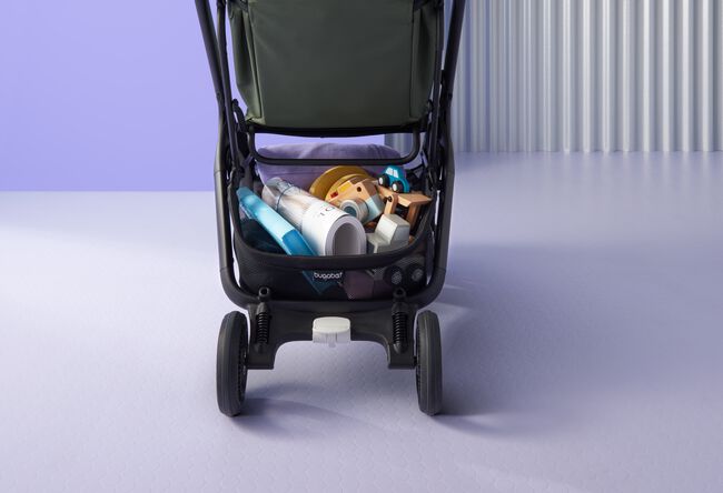 Bugaboo Butterfly seat stroller black base, stormy blue fabrics, stormy blue sun canopy