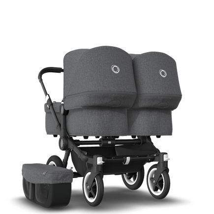 EU Bugaboo Donkey 2 Twin Seat and Bassinet Classic Grey Melange, Black Chassis