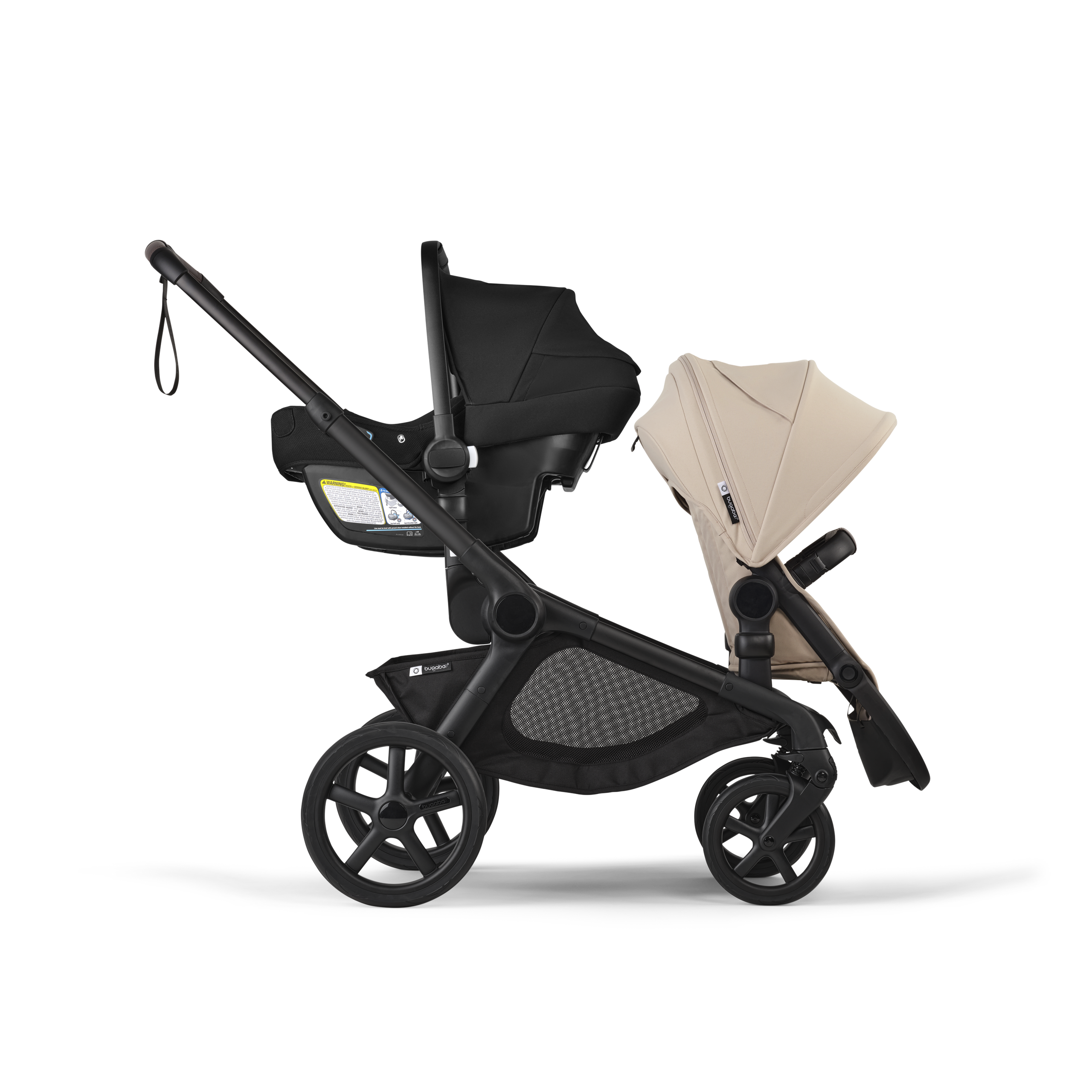Bugaboo Kangaroo seat-only tandem black base, midnight black fabrics, midnight black sun canopy - Thumbnail Slide 11 of 12