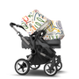 Bugaboo Donkey 5 Duo bassinet and seat stroller graphite base, grey mélange fabrics, art of discovery white sun canopy - Thumbnail Slide 5 of 12