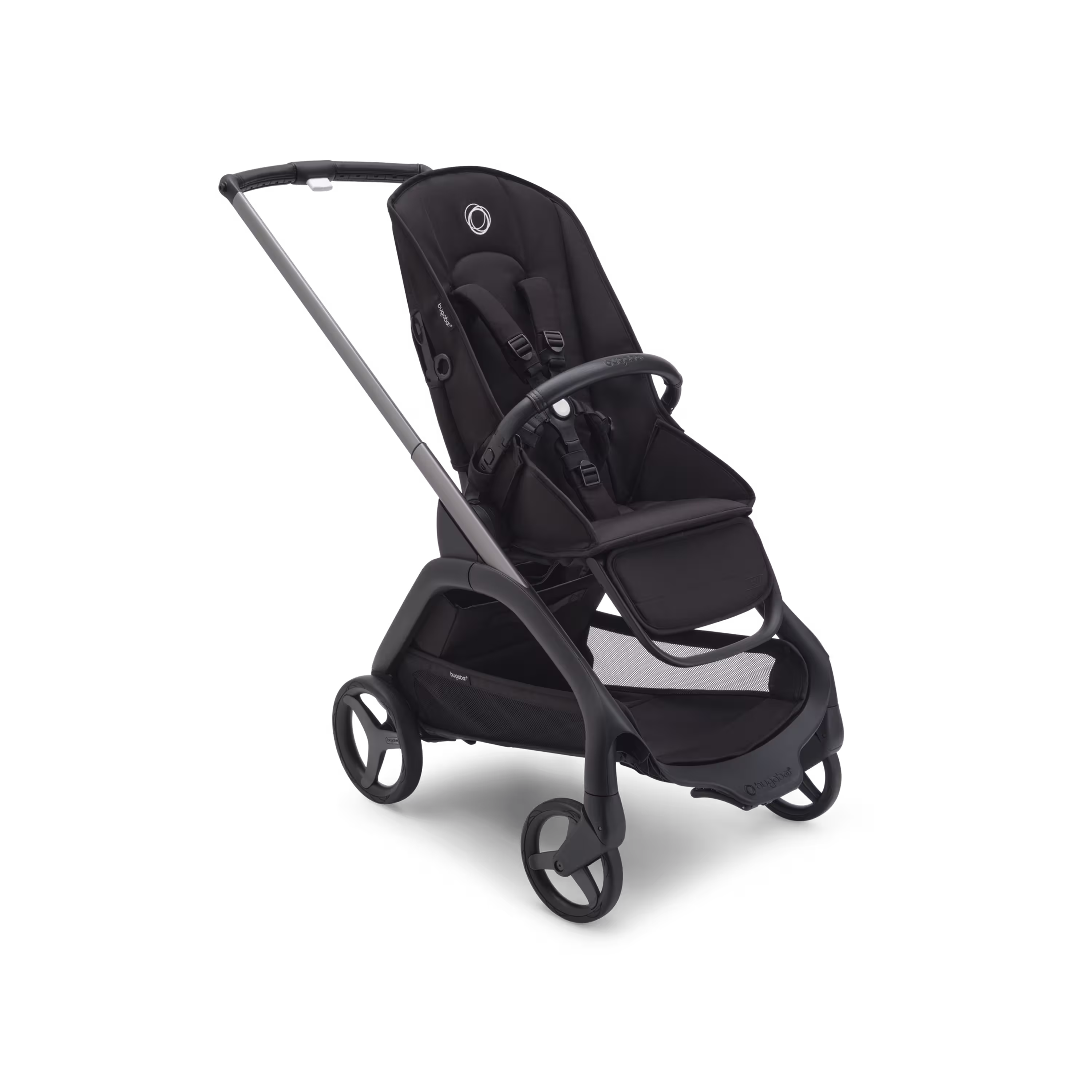 RBLU Bugaboo Dragonfly bassinet and seat stroller graphite base, midnight black fabrics, midnight black sun canopy - Main Modal Image Slide 2 van 10